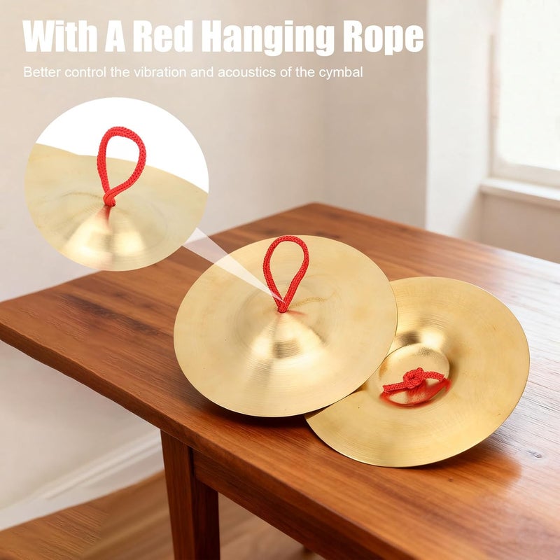 CHEOTIME 1 Pair Hand Cymbals, 14.7cm / 5.79in Mini Hand Cymbals Crash Cymbal Belly Dancing Finger Dance Musical Instrument for Dancer Party - Image 5